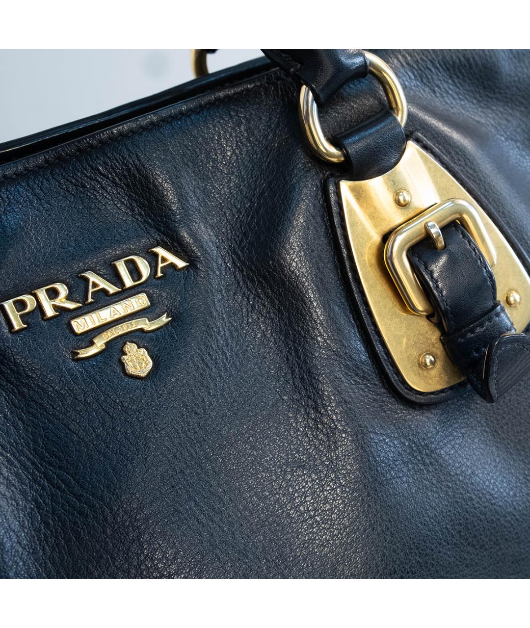 PRADA Черная кожаная сумка тоут, фото 4