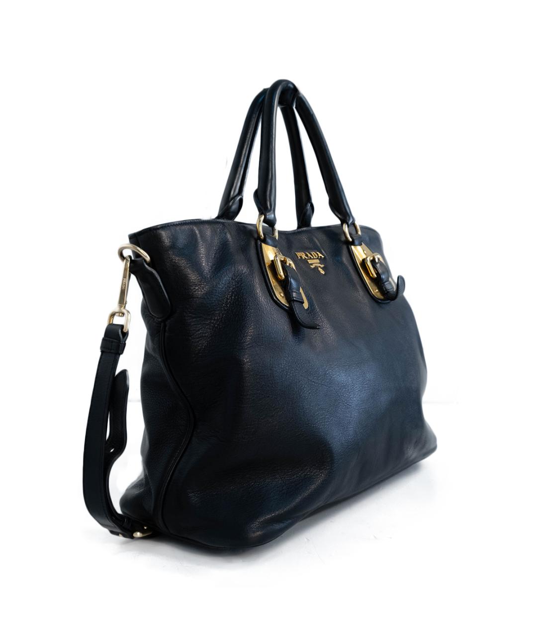 PRADA Черная кожаная сумка тоут, фото 2