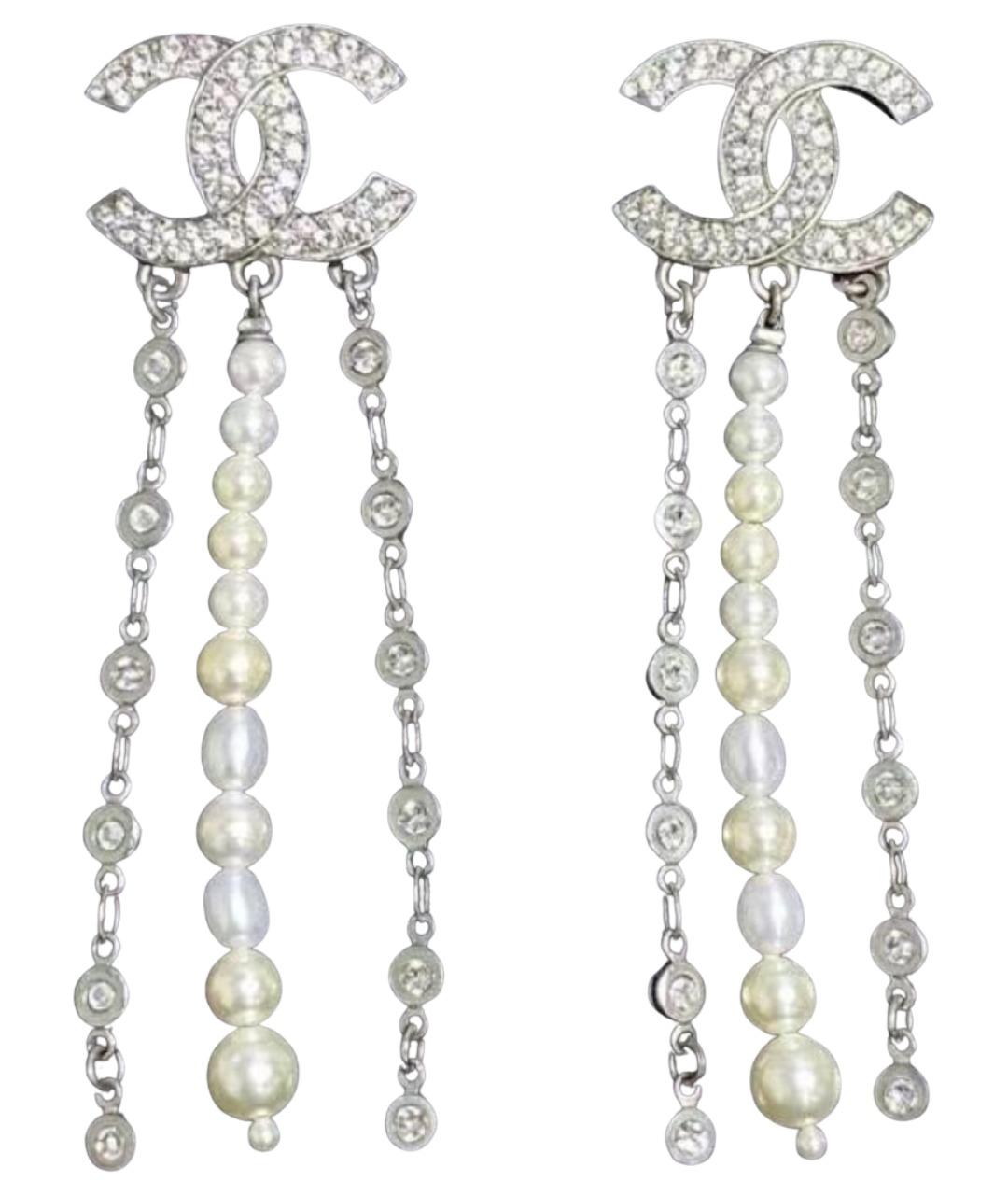 CHANEL Серебряные металлические серьги, фото 1