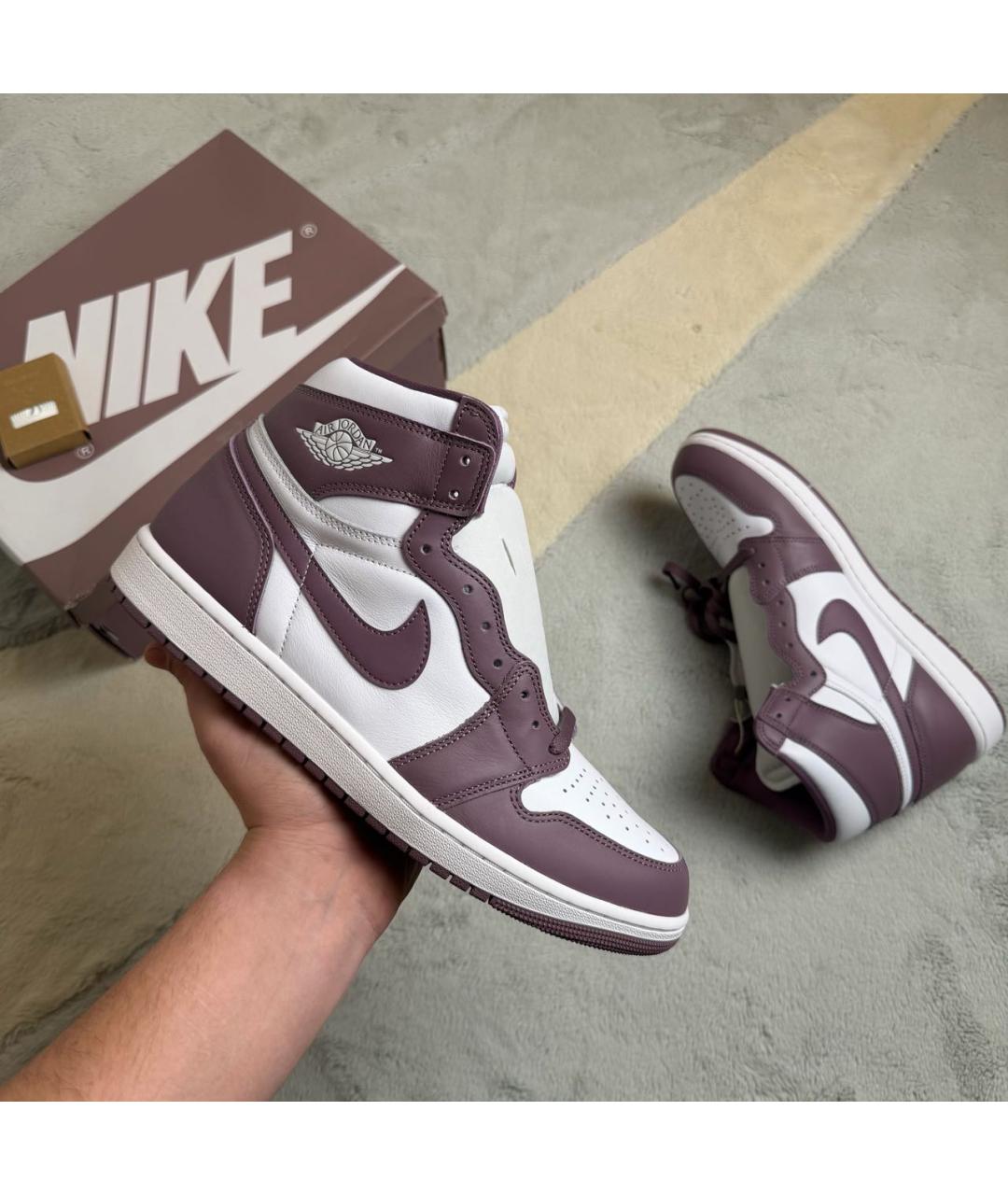 JORDAN Фиолетовые кожаные высокие кроссовки / кеды, фото 2