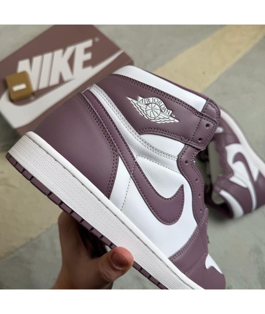 JORDAN Фиолетовые кожаные высокие кроссовки / кеды, фото 4