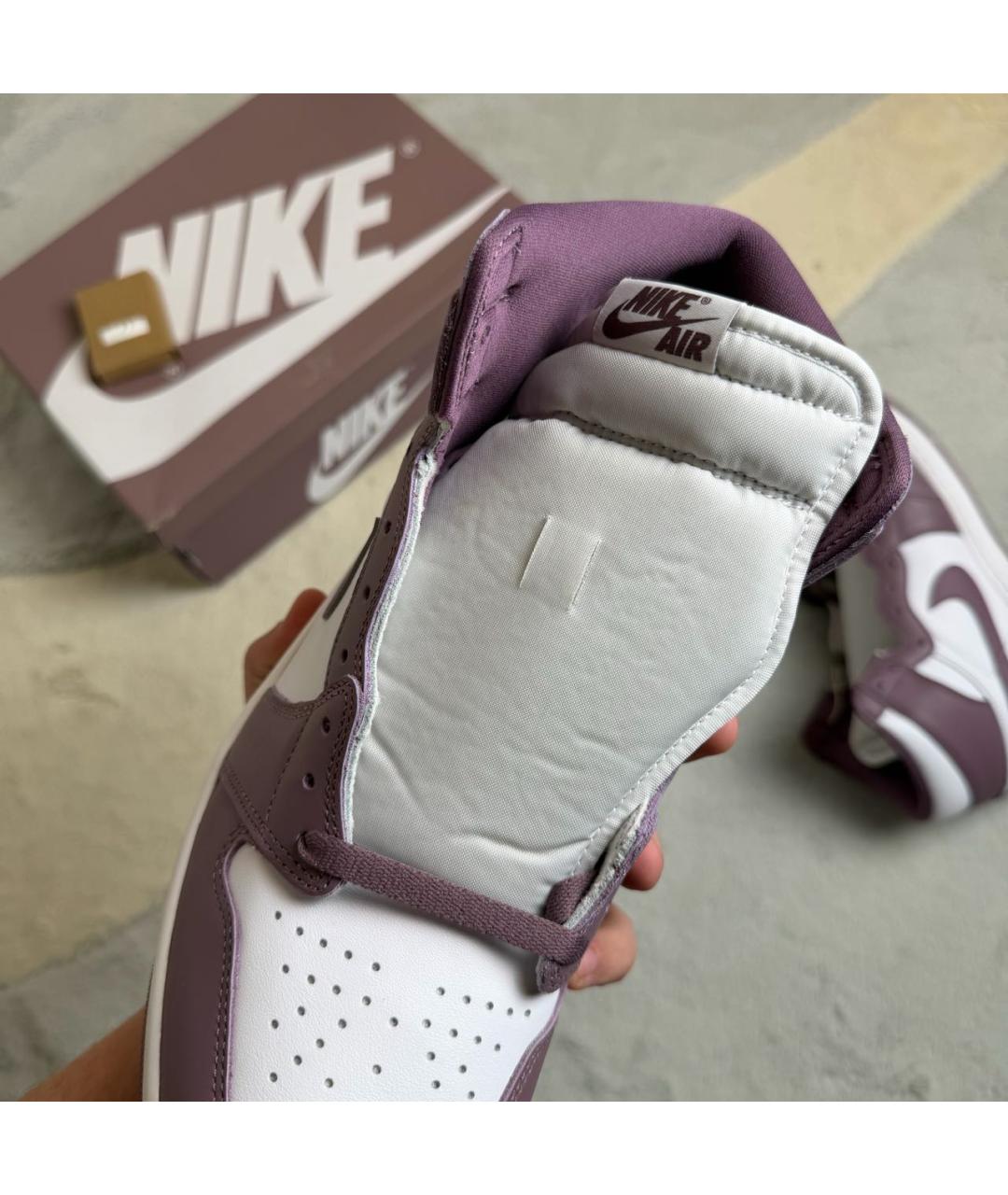 JORDAN Фиолетовые кожаные высокие кроссовки / кеды, фото 7