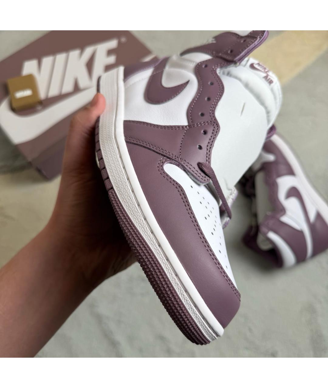 JORDAN Фиолетовые кожаные высокие кроссовки / кеды, фото 6