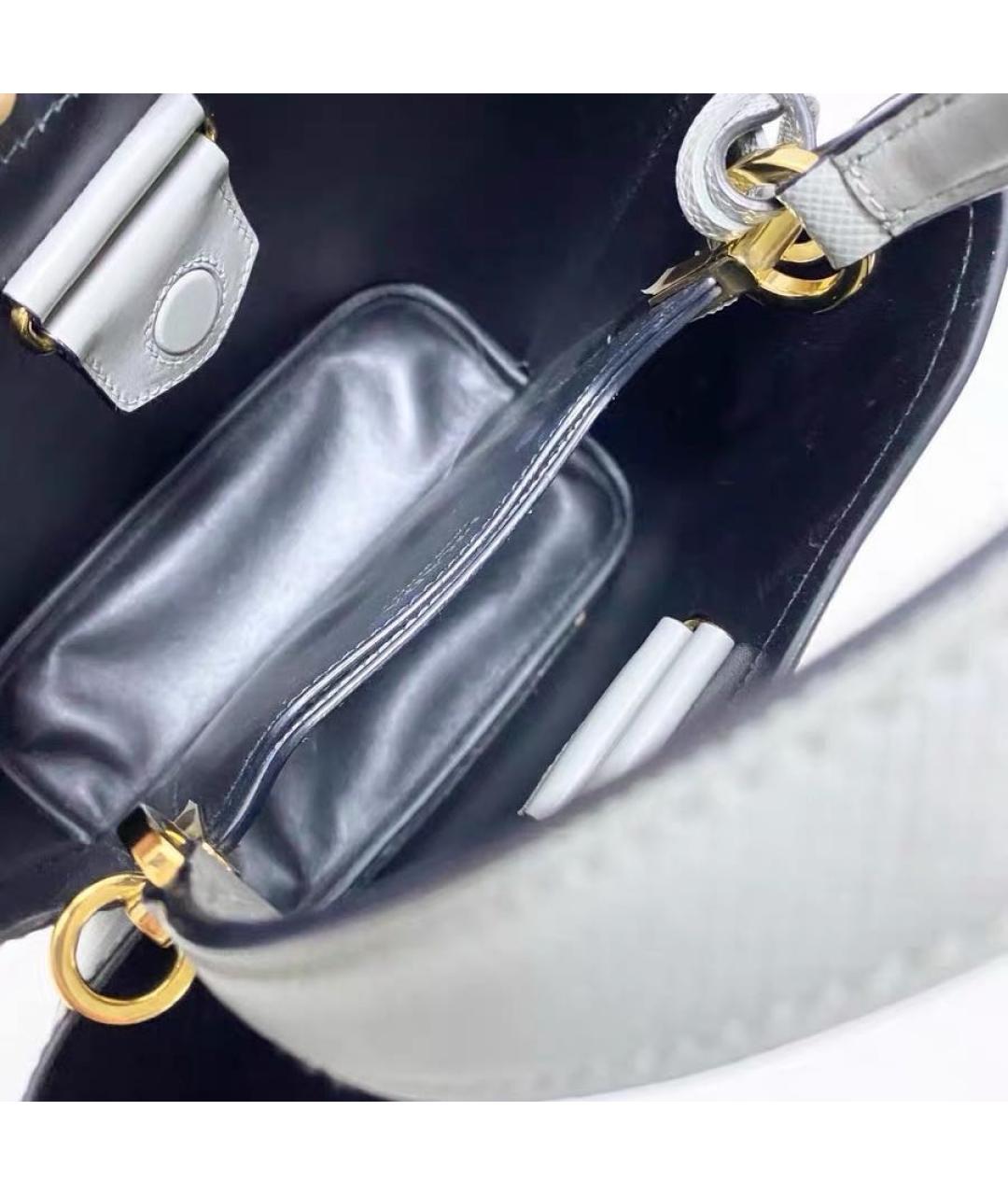 PRADA Серая кожаная сумка через плечо, фото 7