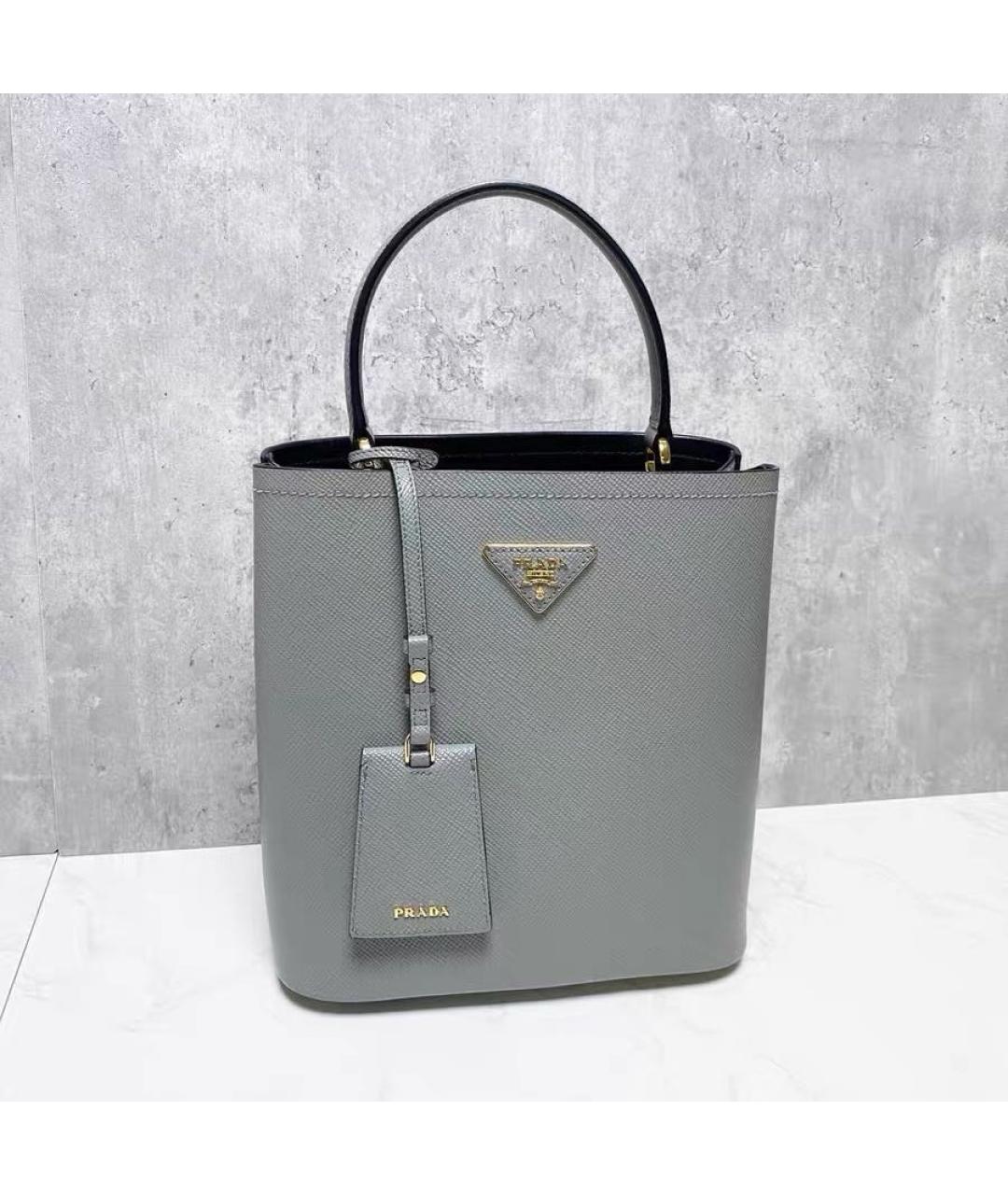 PRADA Серая кожаная сумка через плечо, фото 8