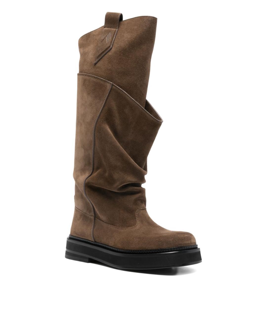 THE ATTICO Коричневые замшевые сапоги, фото 2