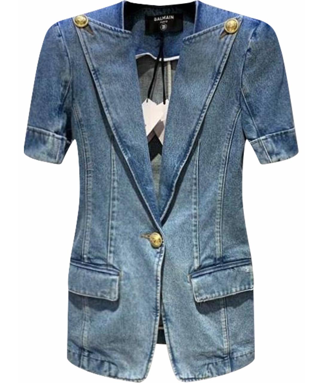 BALMAIN Голубой деним жакет/пиджак, фото 1