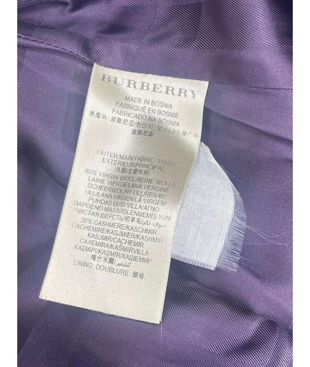 BURBERRY Фиолетовое шерстяное пальто, фото 5