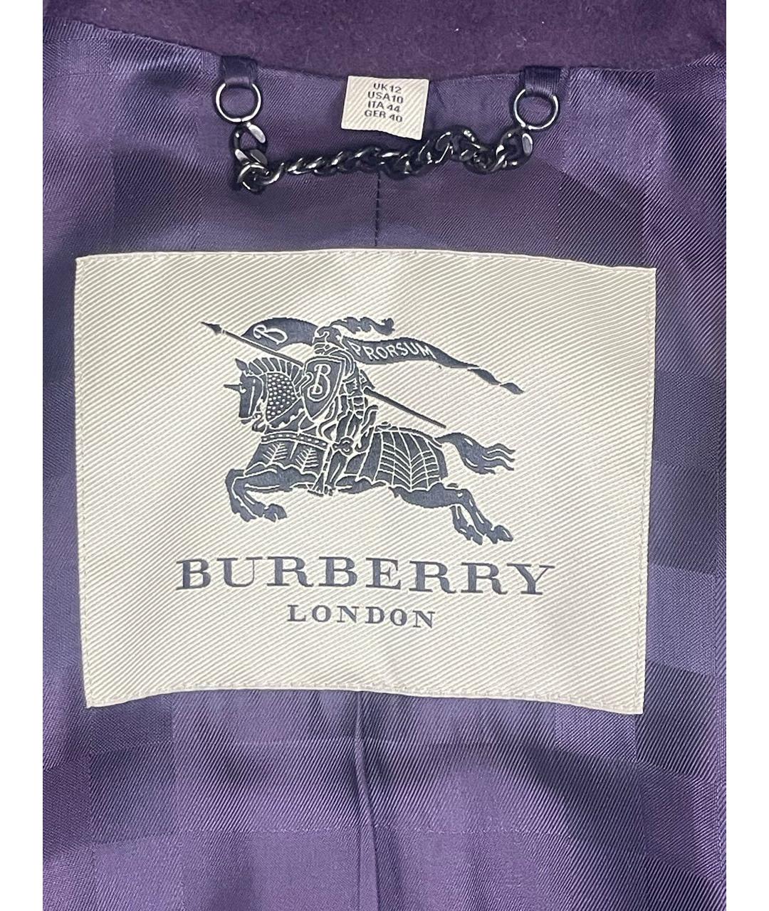 BURBERRY Фиолетовое шерстяное пальто, фото 3