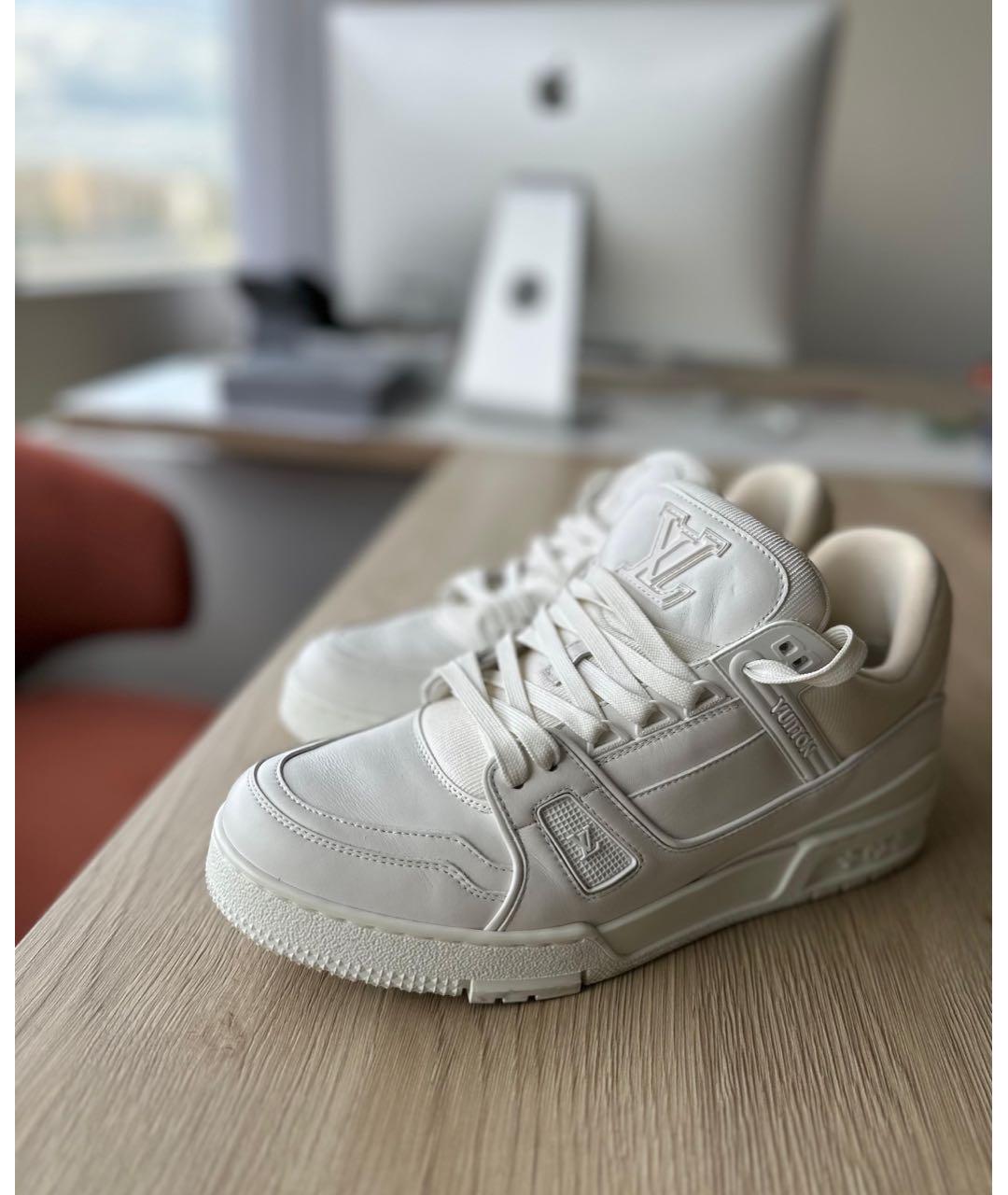 LOUIS VUITTON Белые кожаные низкие кроссовки / кеды, фото 6