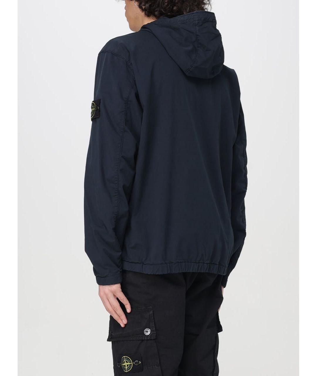 STONE ISLAND Темно-синяя хлопковая куртка, фото 4