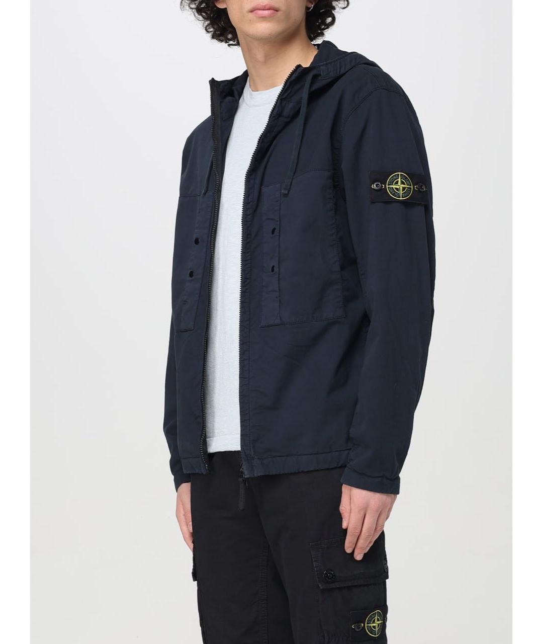 STONE ISLAND Темно-синяя хлопковая куртка, фото 3