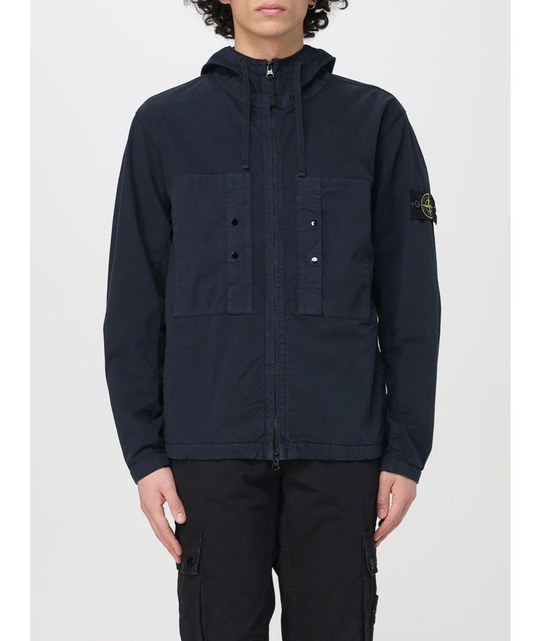 STONE ISLAND Темно-синяя хлопковая куртка, фото 2