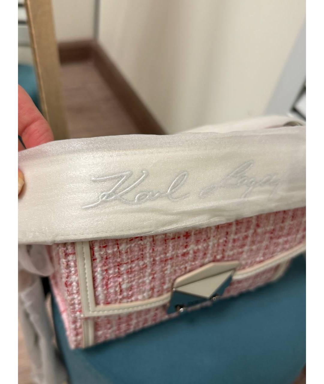 KARL LAGERFELD Розовая твидовая сумка через плечо, фото 4