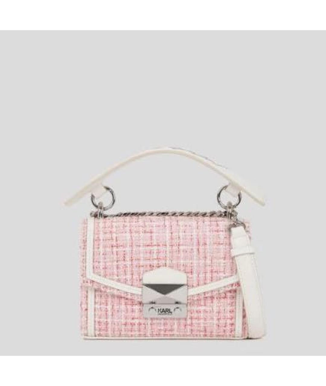 KARL LAGERFELD Розовая твидовая сумка через плечо, фото 2