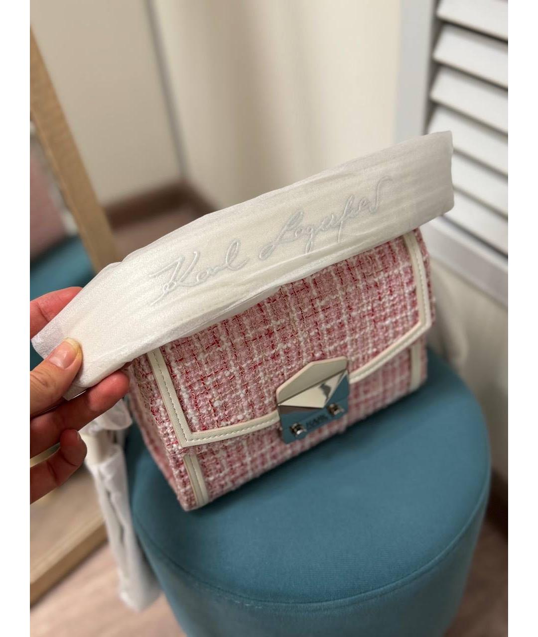 KARL LAGERFELD Розовая твидовая сумка через плечо, фото 3