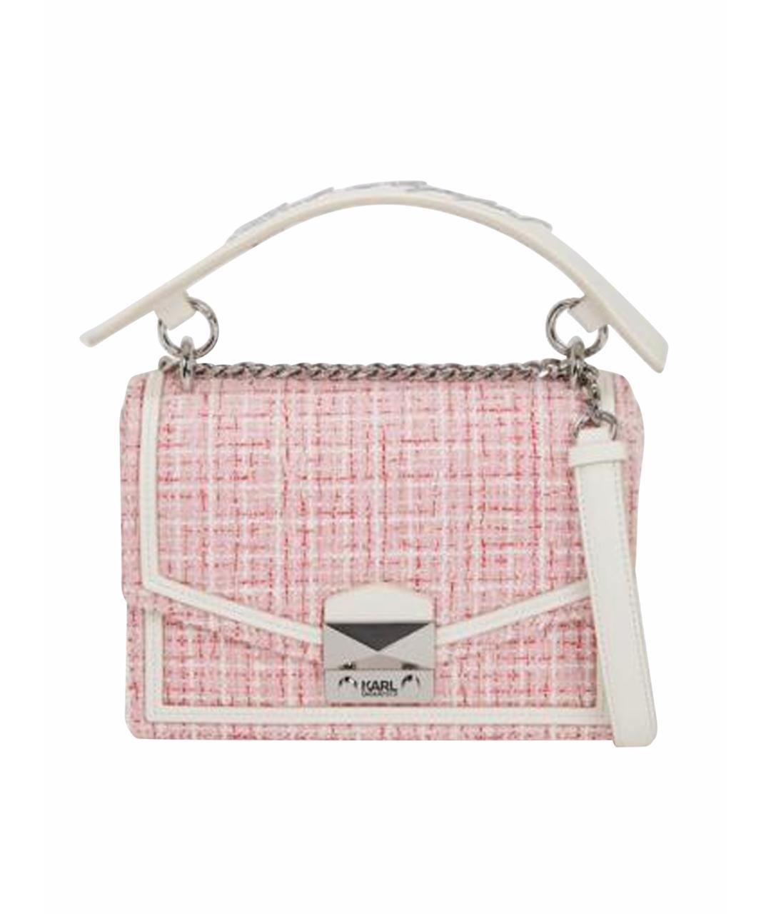 KARL LAGERFELD Розовая твидовая сумка через плечо, фото 6