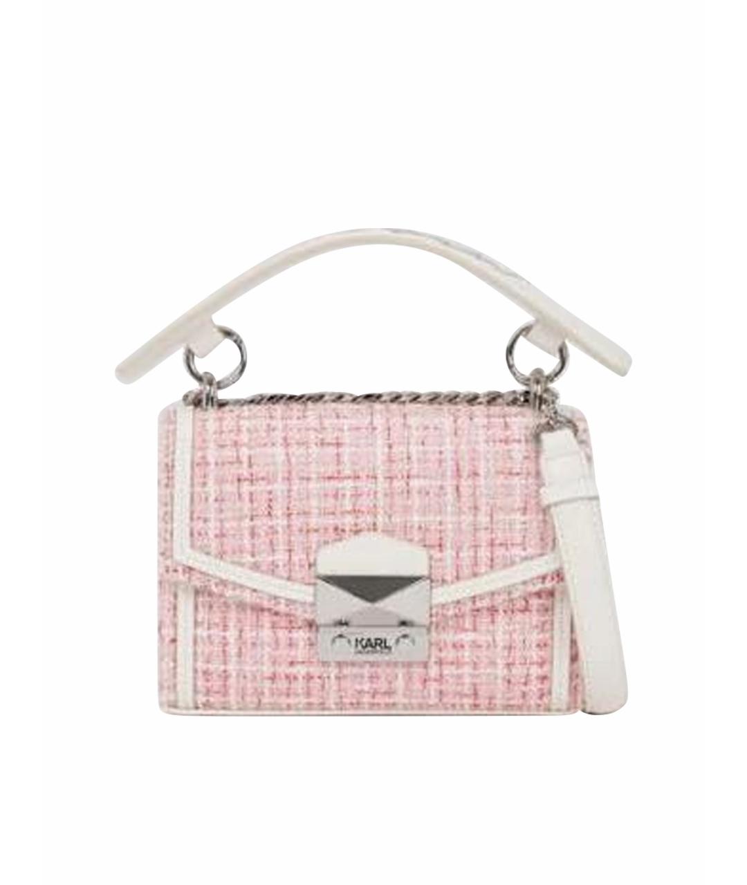 KARL LAGERFELD Розовая твидовая сумка через плечо, фото 1