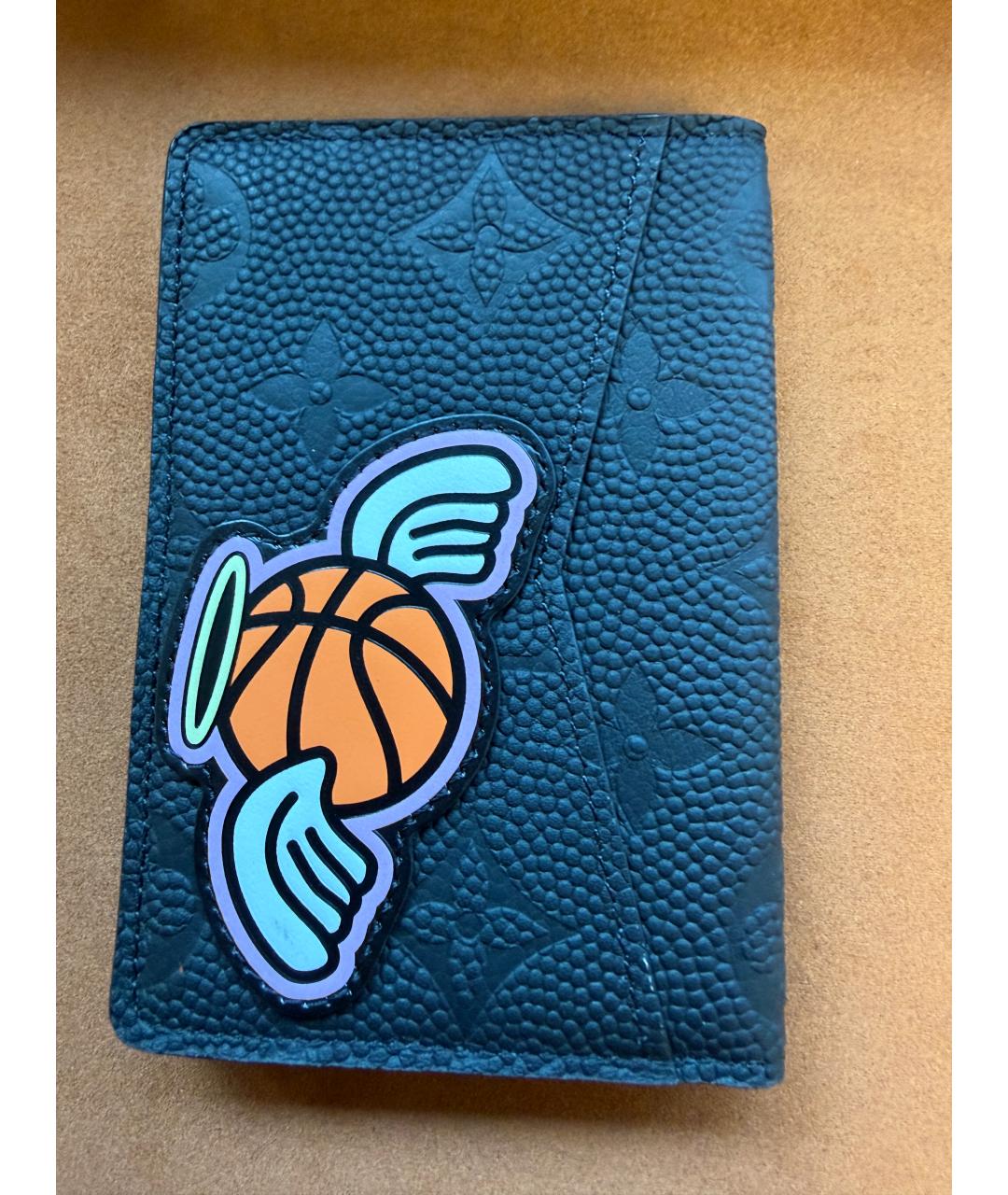 LOUIS VUITTON Черный кожаный кардхолдер, фото 2