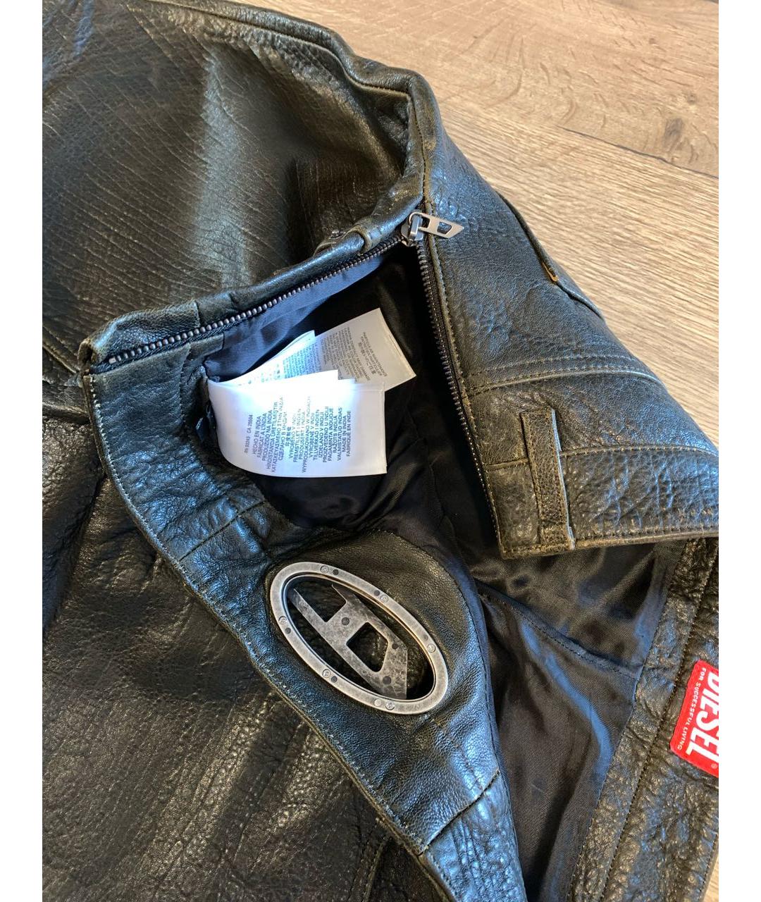 DIESEL Коричневые кожаные прямые брюки, фото 6