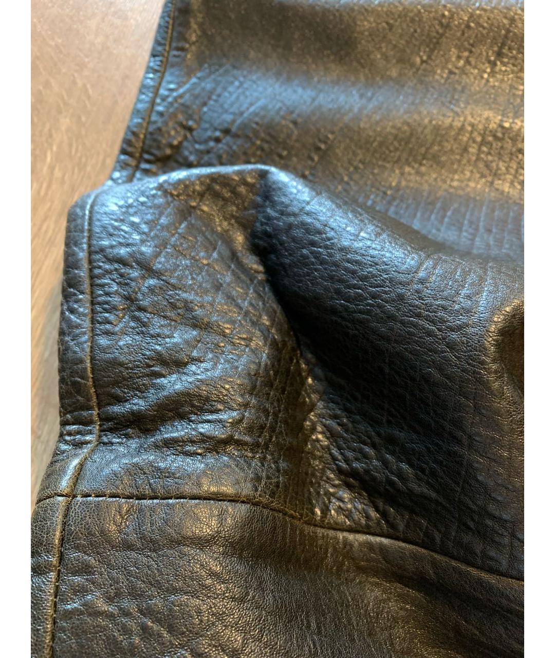 DIESEL Коричневые кожаные прямые брюки, фото 5