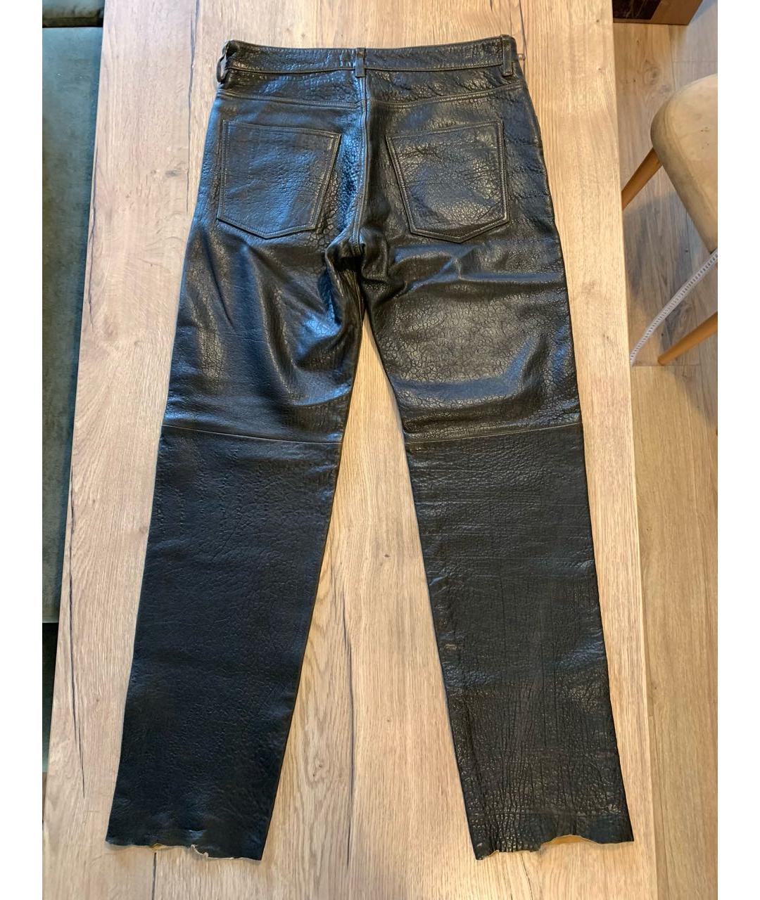 DIESEL Коричневые кожаные прямые брюки, фото 2