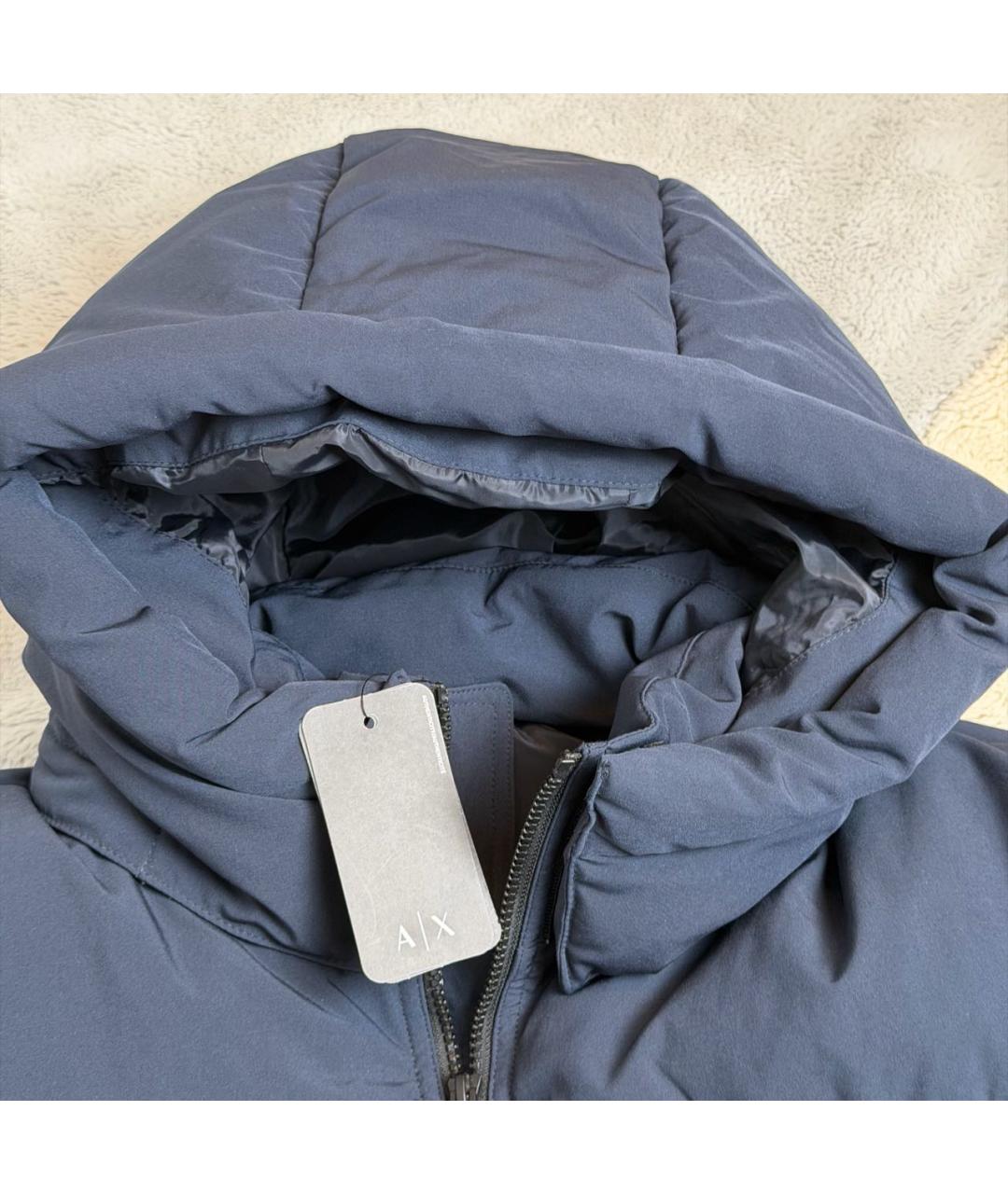 ARMANI EXCHANGE Темно-синий полиэстеровый пуховик, фото 4