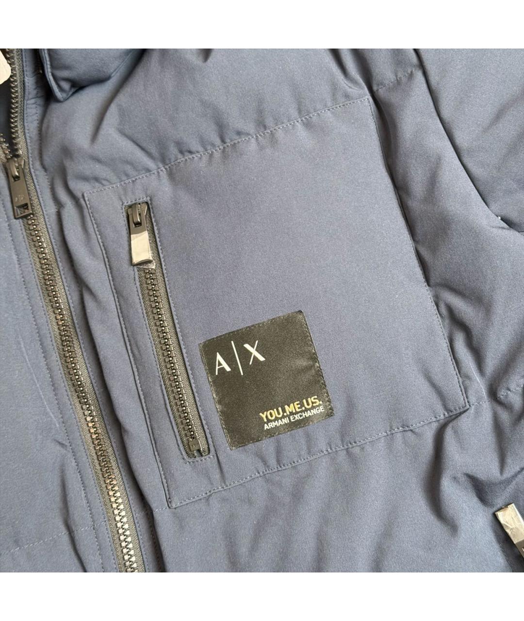 ARMANI EXCHANGE Темно-синий полиэстеровый пуховик, фото 5