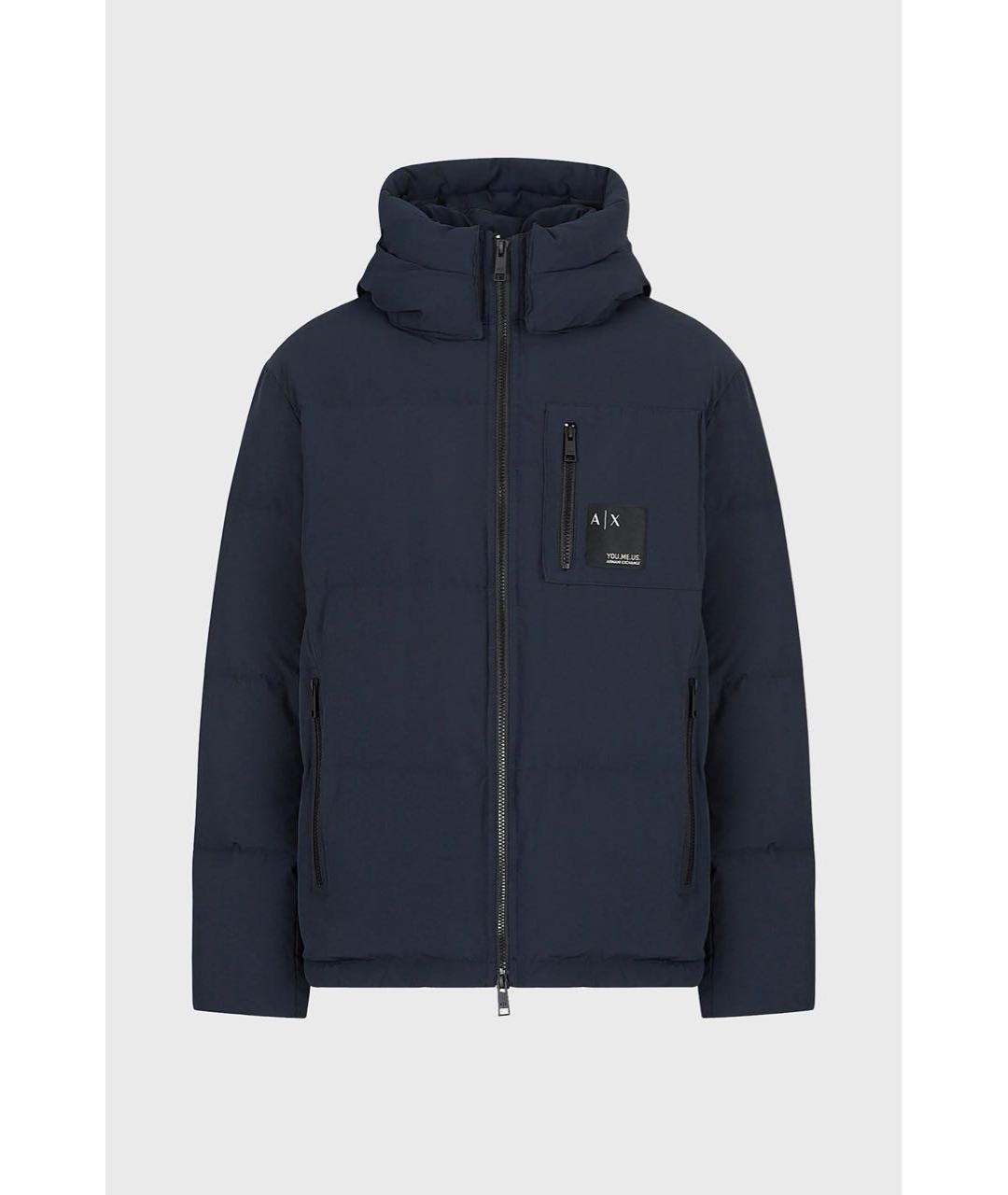 ARMANI EXCHANGE Темно-синий полиэстеровый пуховик, фото 1
