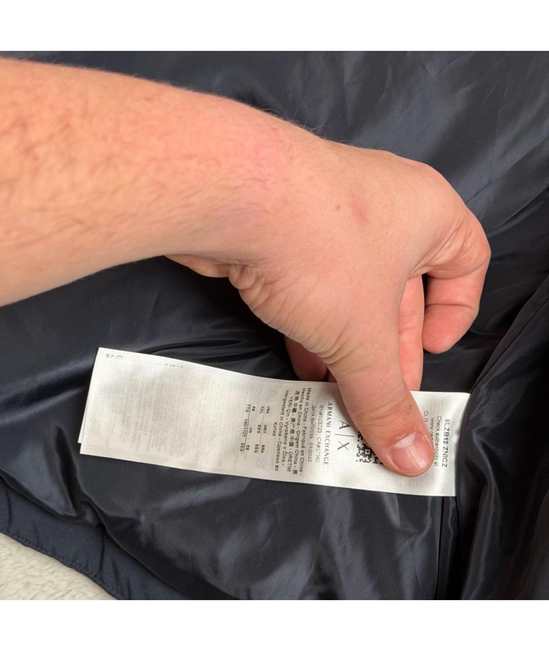 ARMANI EXCHANGE Темно-синий полиэстеровый пуховик, фото 6