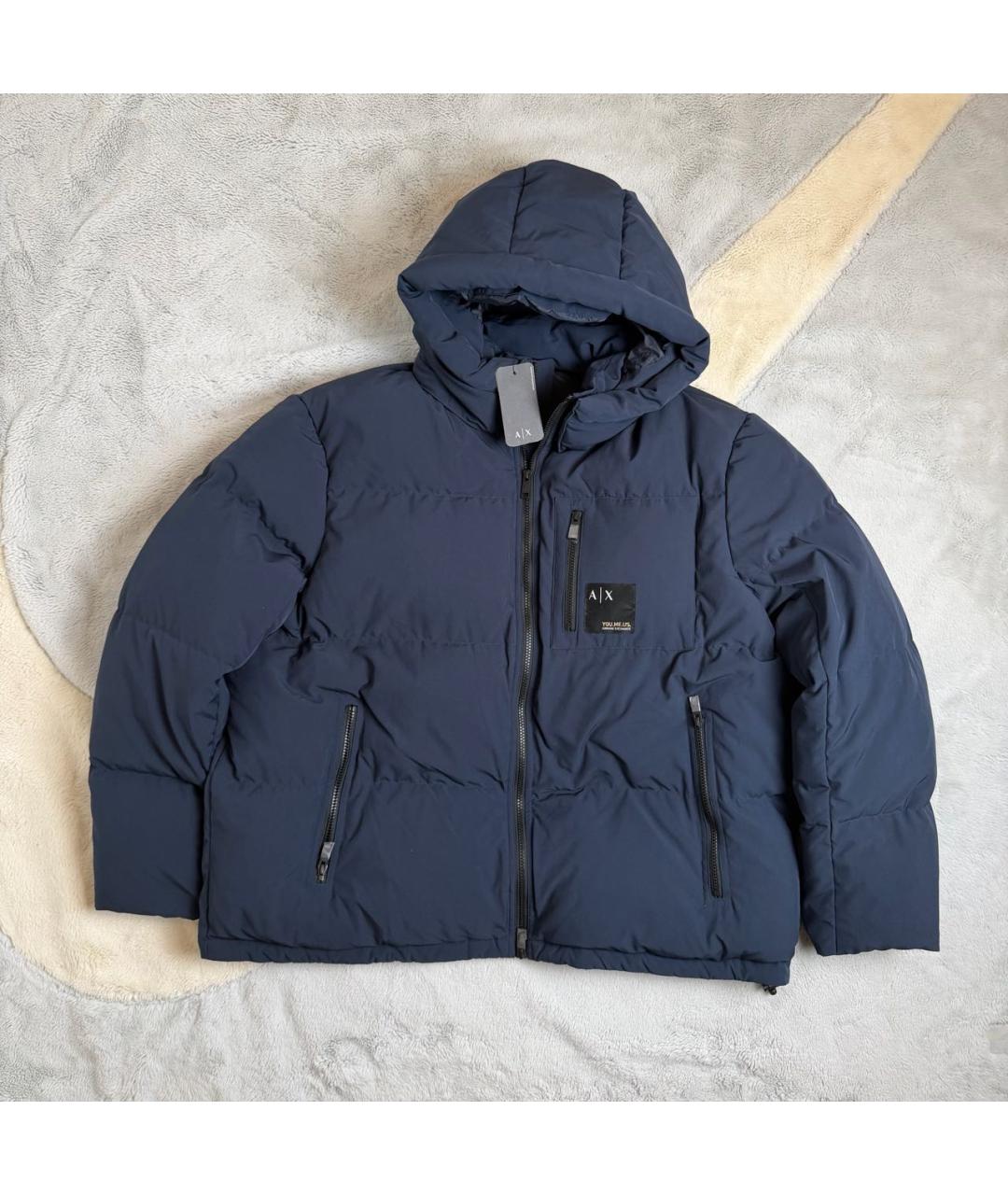 ARMANI EXCHANGE Темно-синий полиэстеровый пуховик, фото 2