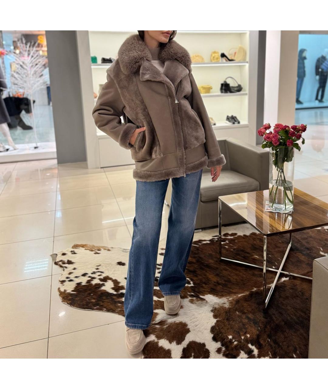 BLANCHA Коричневая меховая дубленка, фото 5