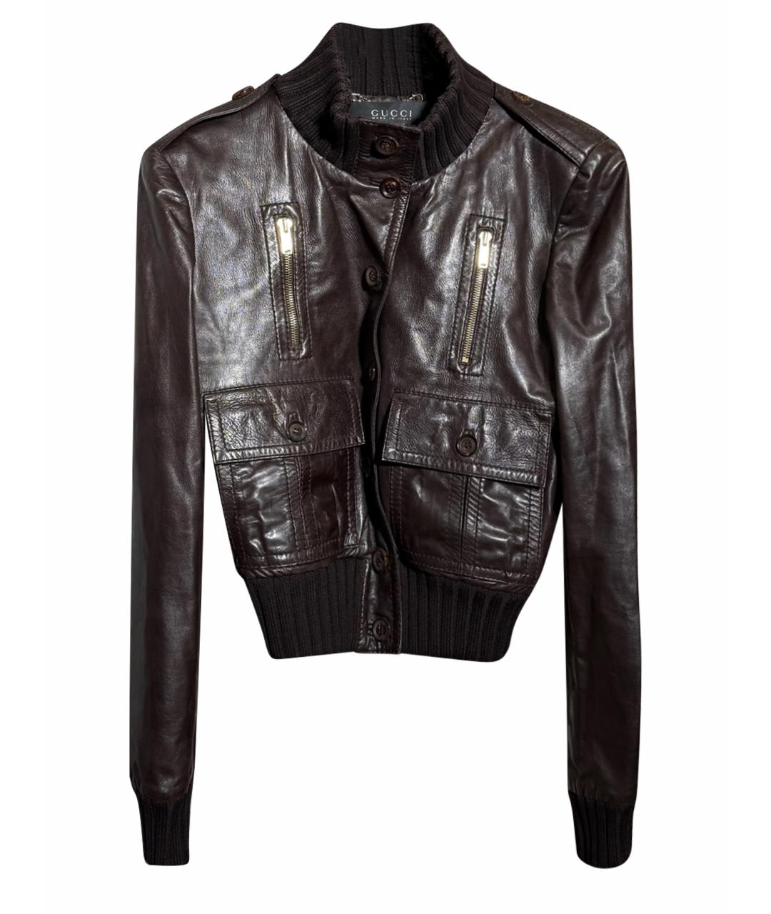 GUCCI Коричневая кожаная куртка, фото 1