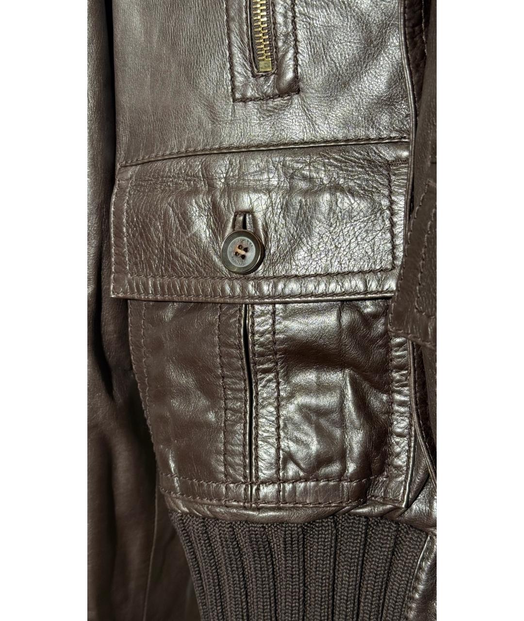 GUCCI Коричневая кожаная куртка, фото 4