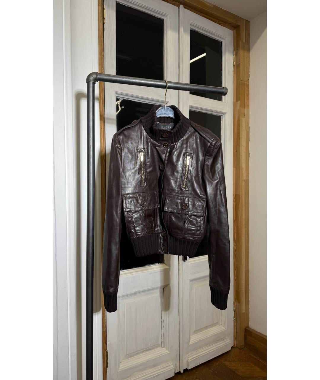 GUCCI Коричневая кожаная куртка, фото 6