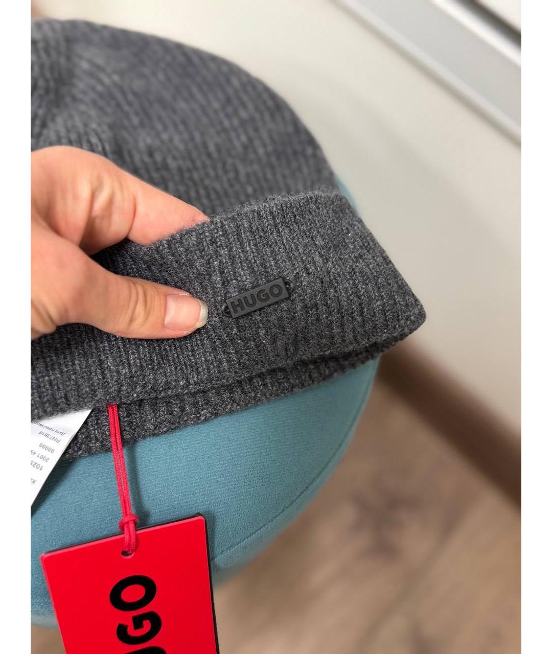 HUGO Серая кашемировая шапка, фото 3