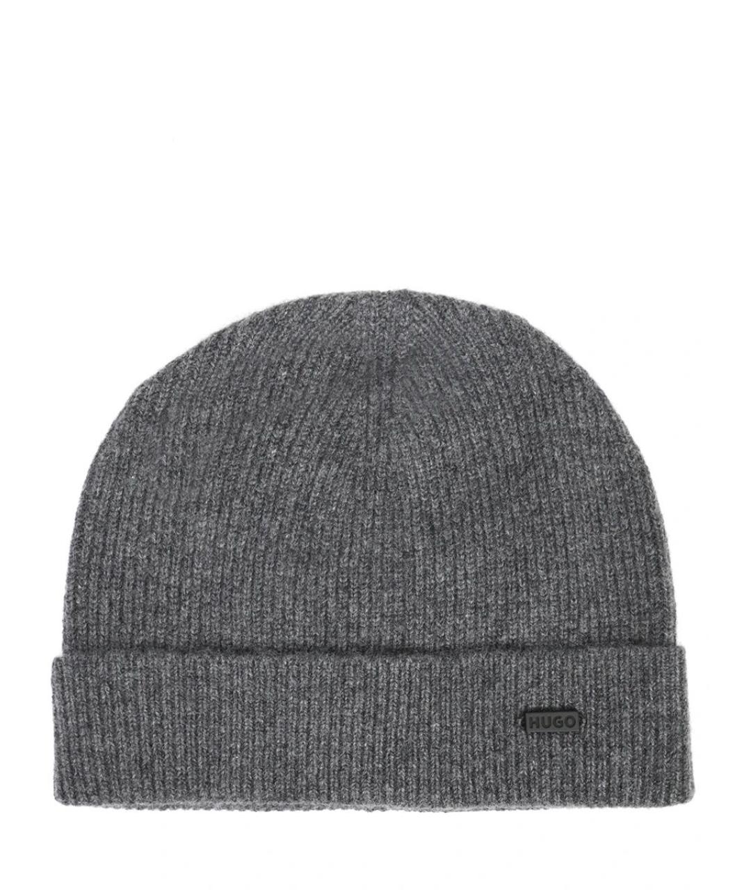 HUGO Серая кашемировая шапка, фото 1
