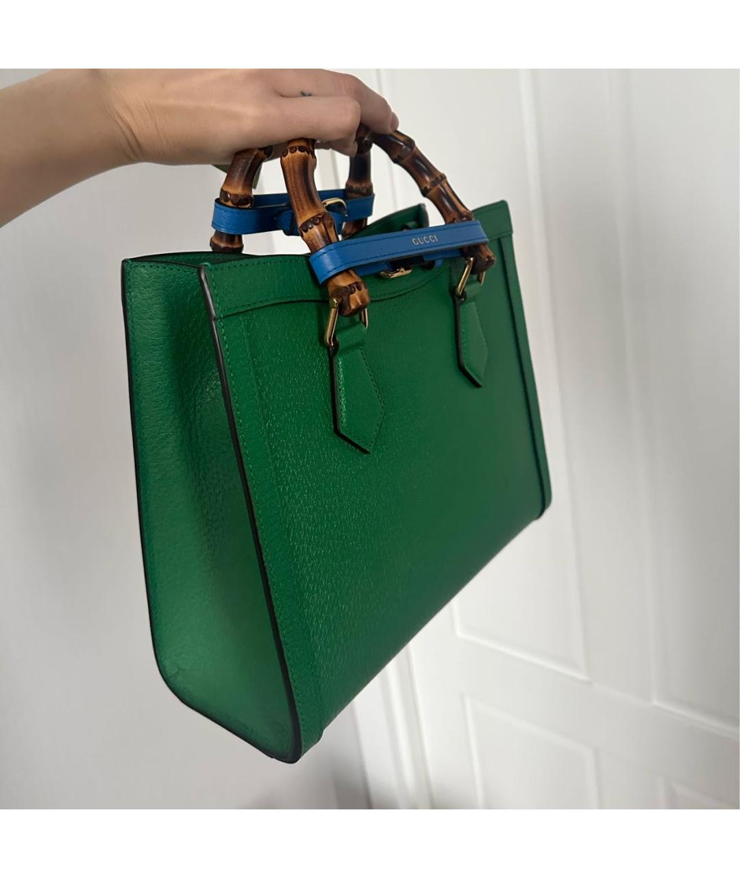 GUCCI Зеленая кожаная сумка тоут, фото 2