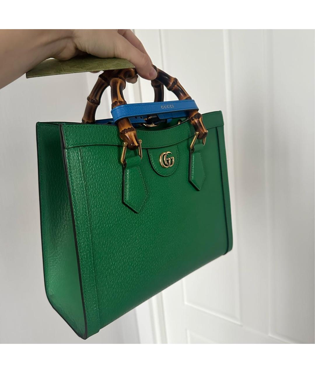 GUCCI Зеленая кожаная сумка тоут, фото 5