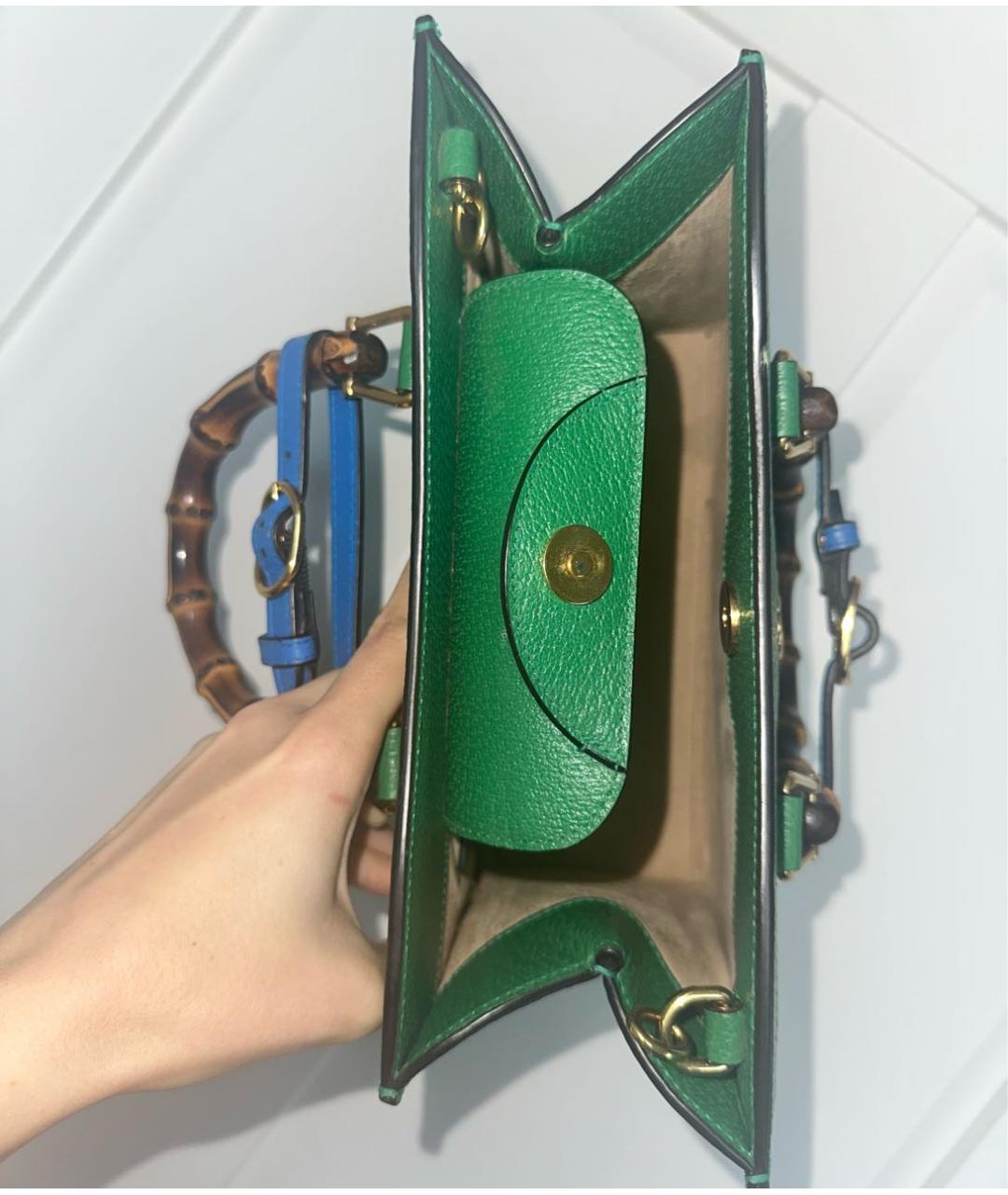 GUCCI Зеленая кожаная сумка тоут, фото 4