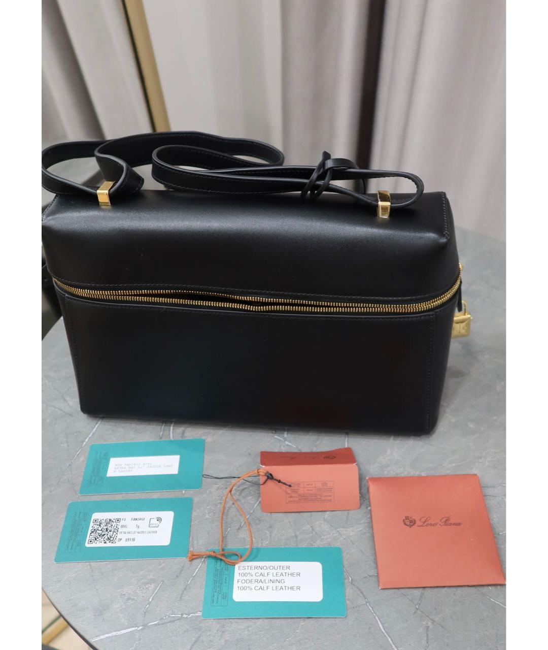 LORO PIANA Черная кожаная сумка через плечо, фото 6