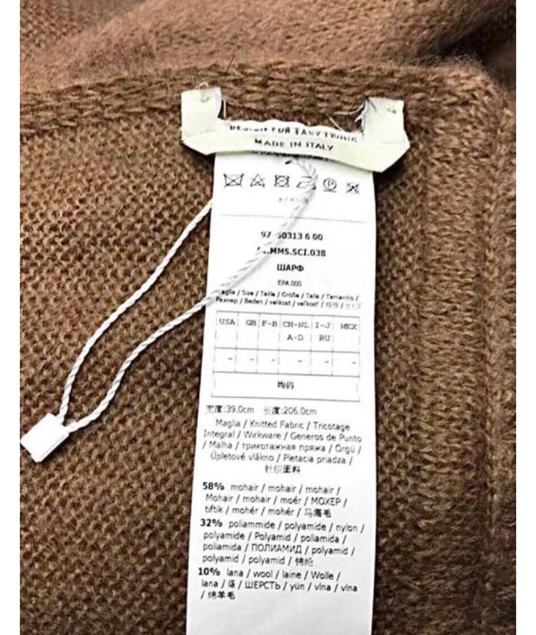 'S MAX MARA Коричневый шерстяной шарф, фото 6