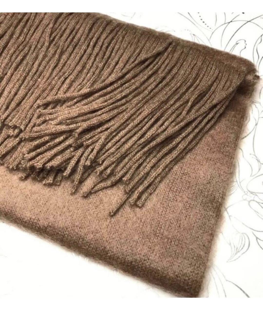 'S MAX MARA Коричневый шерстяной шарф, фото 4