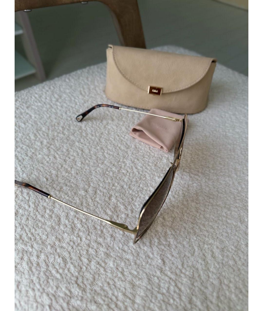 CHLOE Бежевые металлические солнцезащитные очки, фото 3