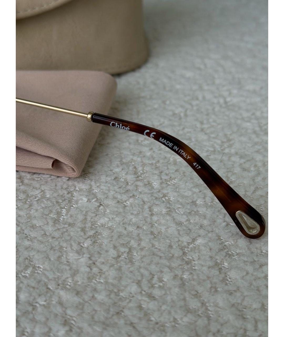 CHLOE Бежевые металлические солнцезащитные очки, фото 6