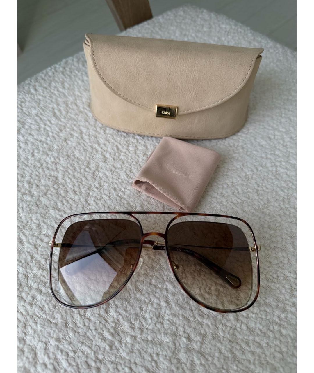 CHLOE Бежевые металлические солнцезащитные очки, фото 9