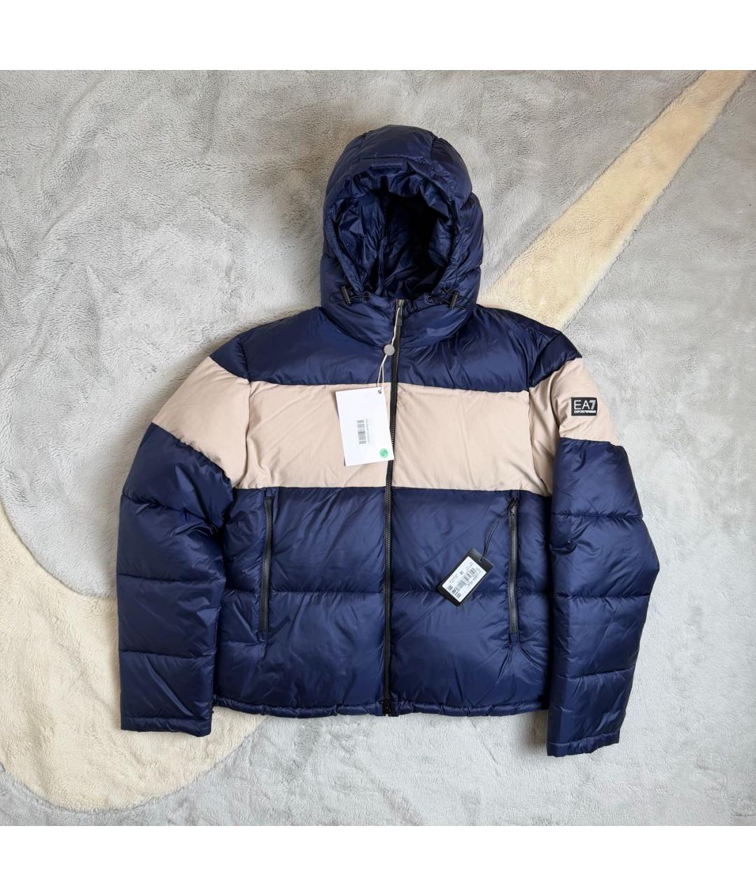 EMPORIO ARMANI Темно-синий полиамидовый пуховик, фото 2