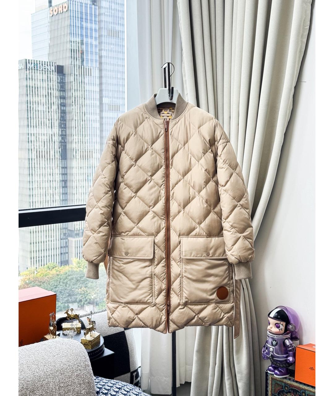 HERMES Бежевое полиэстеровое пальто, фото 8