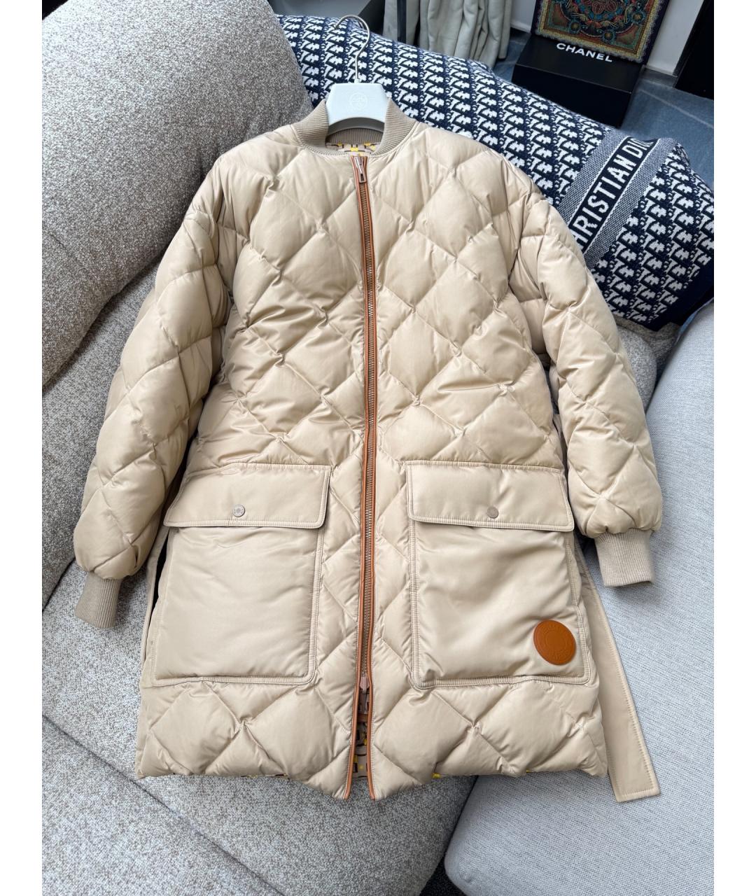 HERMES Бежевое полиэстеровое пальто, фото 2