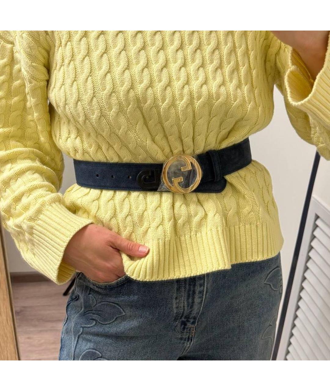 GUCCI Темно-синий замшевый ремень, фото 4